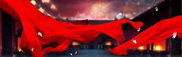 唯美紅色絲帶banner背景素材
