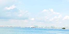 清新藍(lán)色大海banner背景素材