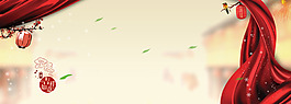 浪漫紅色幕布banner背景素材