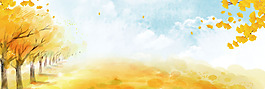 金色大樹banner背景素材