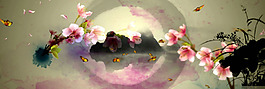 唯美粉色花朵banner背景素材