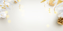 清新白色花朵絲帶banner背景素材
