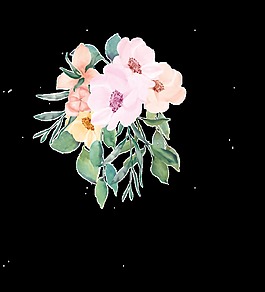 粉色花朵水彩手繪透明素材