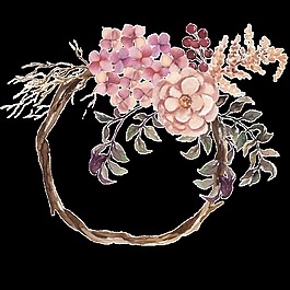 藤蔓花環(huán)水彩手繪透明素材