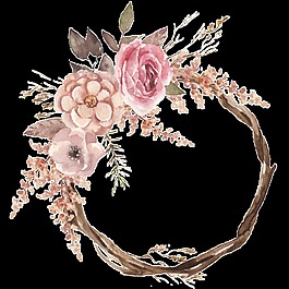 甜蜜花環(huán)水彩手繪透明素材