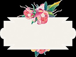粉色花朵水彩手繪透明素材
