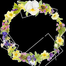 黃色精致花環(huán)透明素材