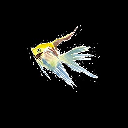 黃色魚水彩手繪透明素材