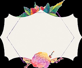 花朵邊框水彩手繪透明素材