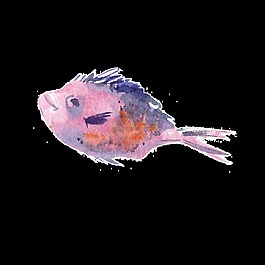 粉色水彩手繪魚透明素材