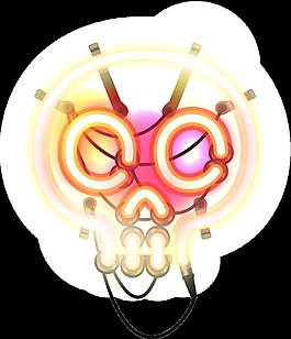 灯管骷髅水彩手绘透明素材