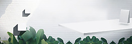 簡約綠色樹葉banner背景素材