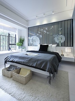 簡(jiǎn)約臥室床鋪效果圖