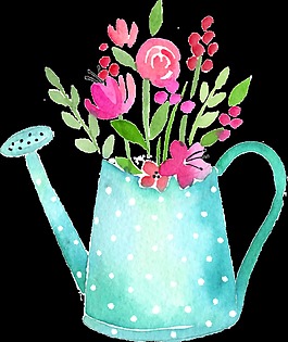 清新可愛插花瓶透明素材