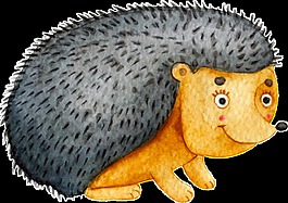 灰色可愛刺猬手繪透明素材