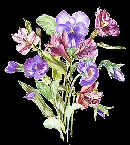 手繪美麗鮮花透明素材
