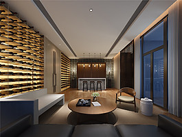 现代红酒商店沙发装修实景图