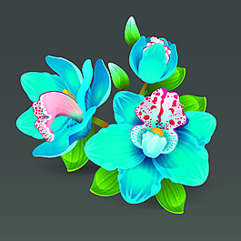 手繪藍(lán)色花朵卡通矢量素材