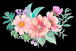 可愛花卉卡通透明素材