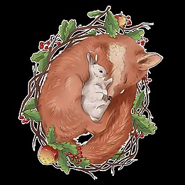睡覺(jué)的狐貍卡通透明素材