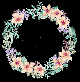 豐富花卉花環(huán)卡通透明素材