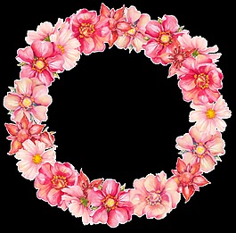 紅色花環(huán)花卉卡通透明素材