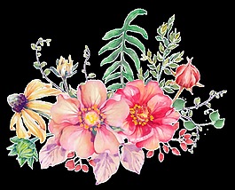 茂盛花卉卡通透明素材