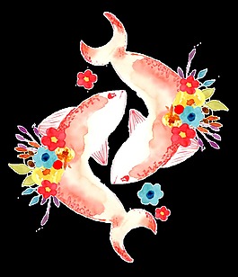 魚類花卉卡通透明素材