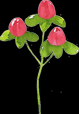 創(chuàng)意水彩植物卡通透明素材