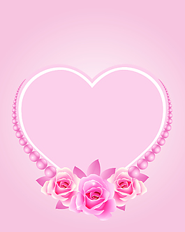 矢量夢幻手繪心形玫瑰花背景素材