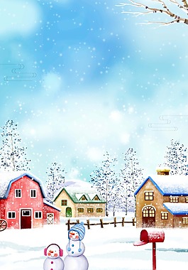 浪漫雪花城鎮(zhèn)背景