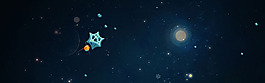 手繪藍(lán)色星空banner背景素材