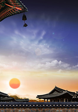 中國風日出建筑元素