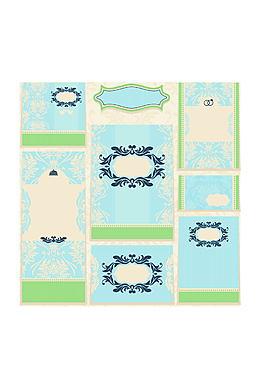 矢量質(zhì)感藍(lán)色絲帶卡片背景素材