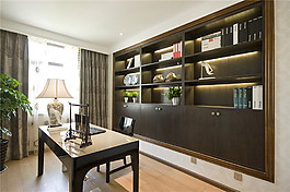 中式客廳書柜效果圖