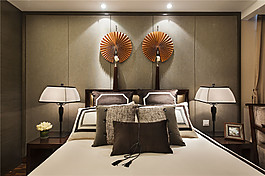 中式客廳床效果圖