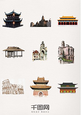 圖案復古建筑裝飾元素圖片裝飾