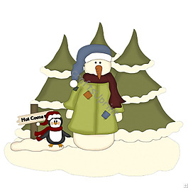 卡通雪人圣誕樹免摳png透明素材