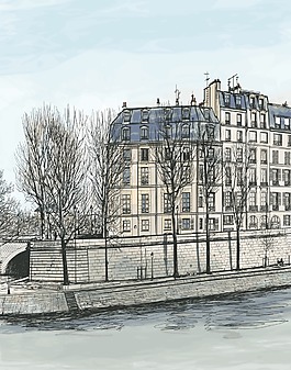 手繪城市建筑插畫(huà)