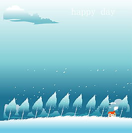 雪景卡通矢量海報背景素材