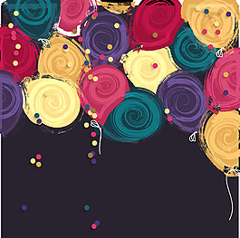 扁平化氣球裝飾背景矢量背景模板