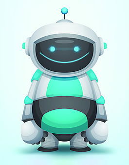 手繪綠色機(jī)器人卡通矢量素材