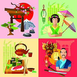 日本傳統(tǒng)卡通矢量素材