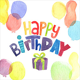 彩绘气球生日祝福卡矢量素材