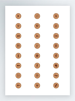 木質(zhì)風(fēng)格的社交網(wǎng)站圖標(biāo)集