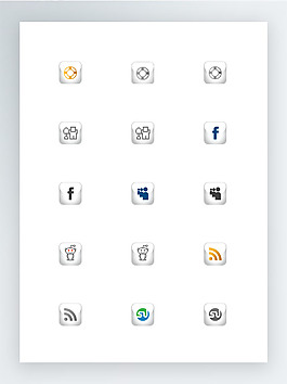 白色立體按鈕上的社交網(wǎng)站標(biāo)志圖標(biāo)集