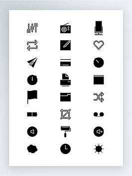 ios7風格黑白填充圖標集