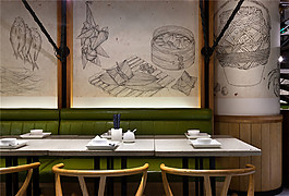 復(fù)古室內(nèi)餐廳背景墻效果圖