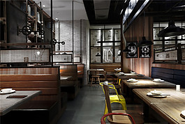 復(fù)古餐廳餐桌效果圖