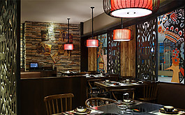 復(fù)古室內(nèi)餐廳背景墻效果圖